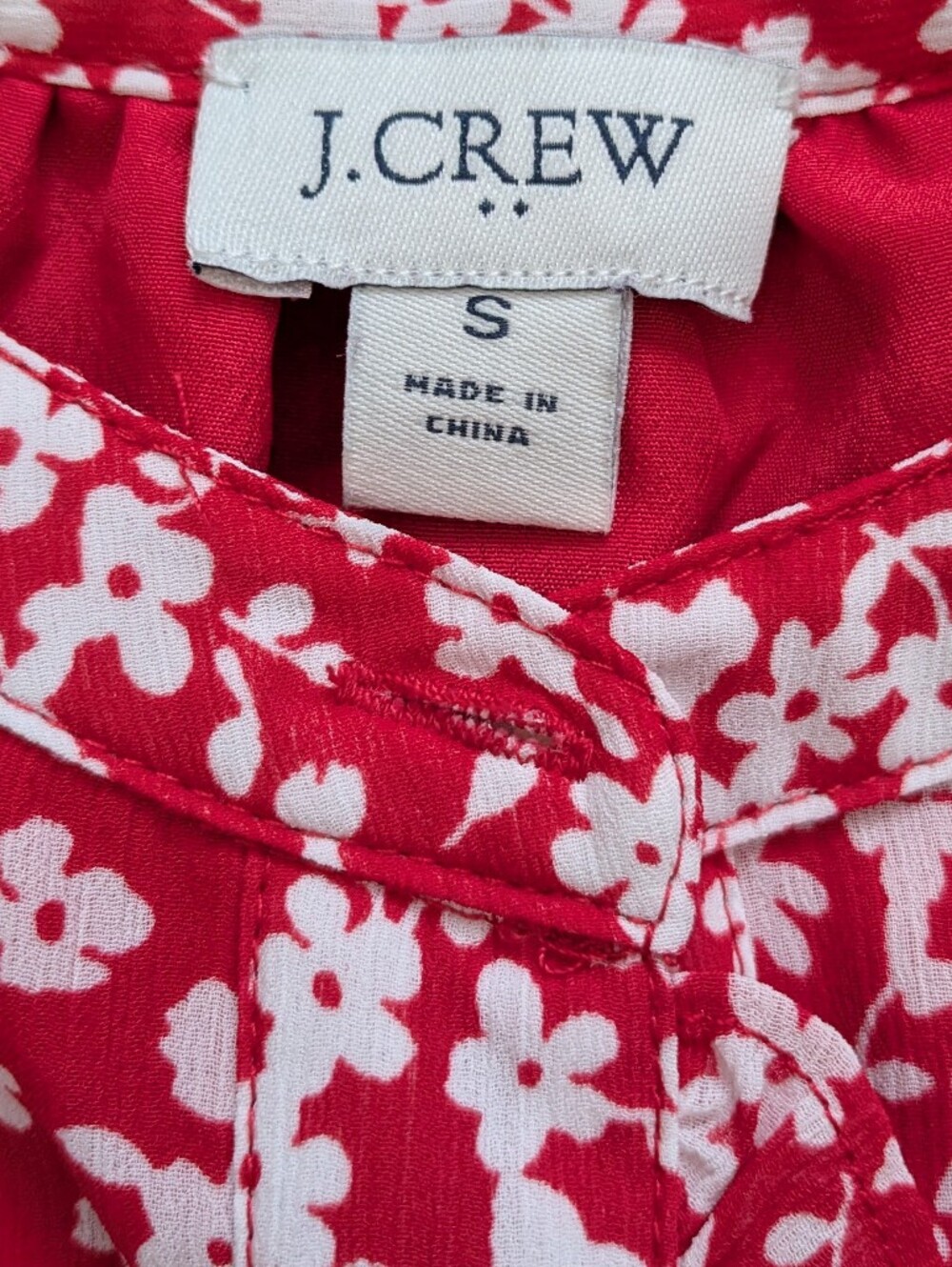 J. Crew Factory Red and White Floral Button-Front Blouse - Picture 2 of 3